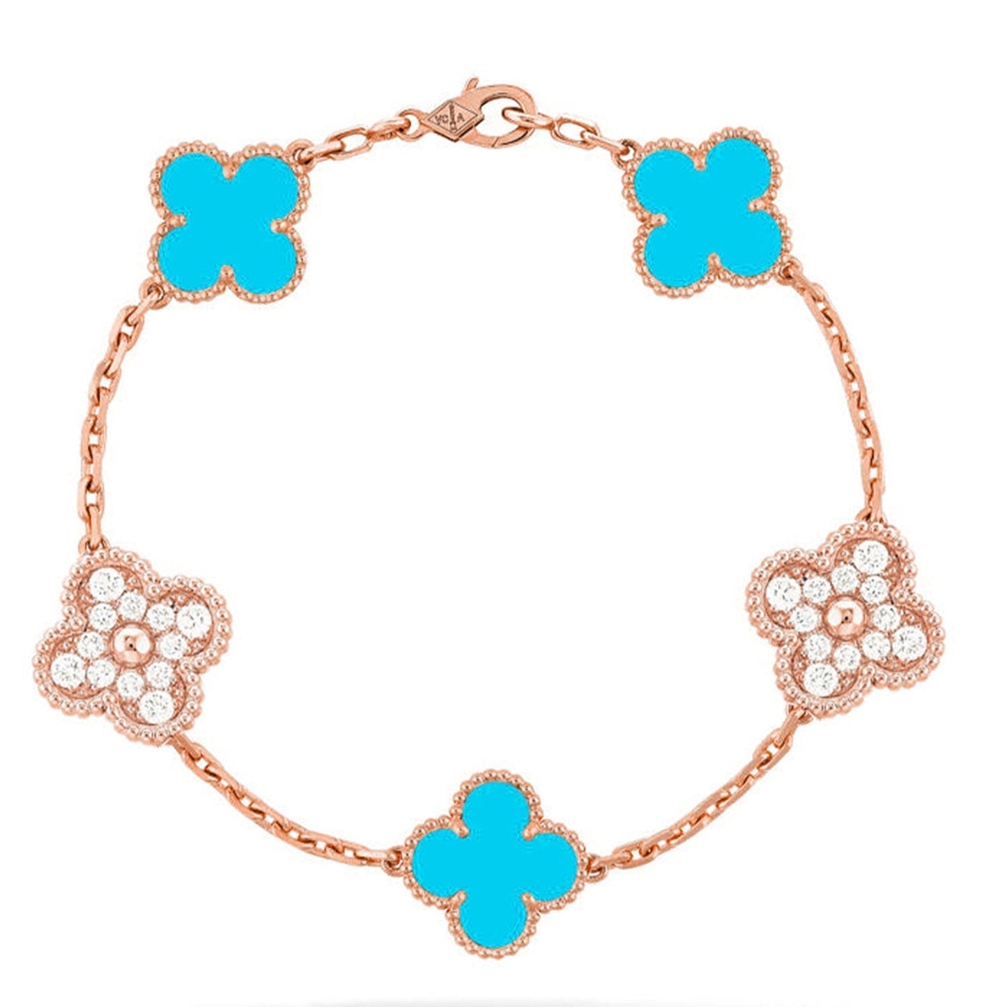 [⭐Aura] CLOVER 5 MOTIF TURQUOISE BRACELET COLLECTION