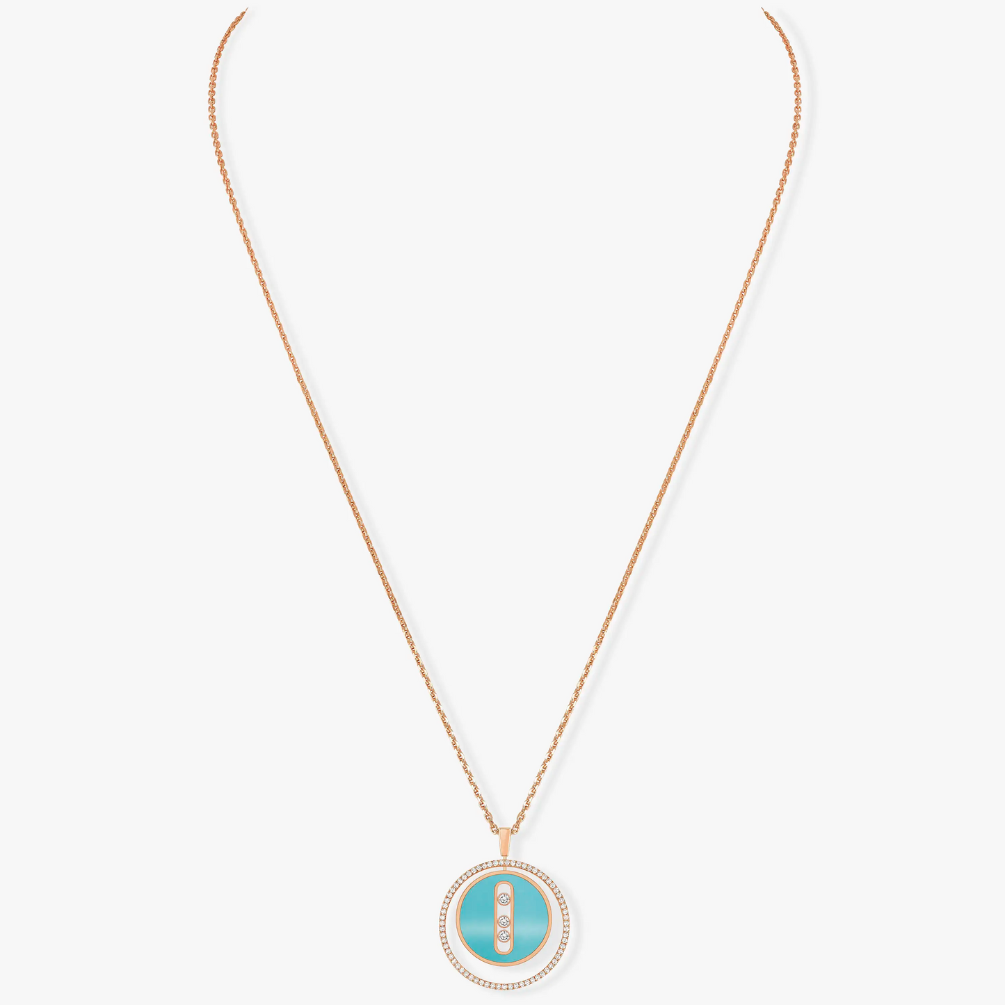 [⭐Aura]Demo MOVE 3 DIAMONDS TURQUOISE PINK GOLD DIAMOND NECKLACE