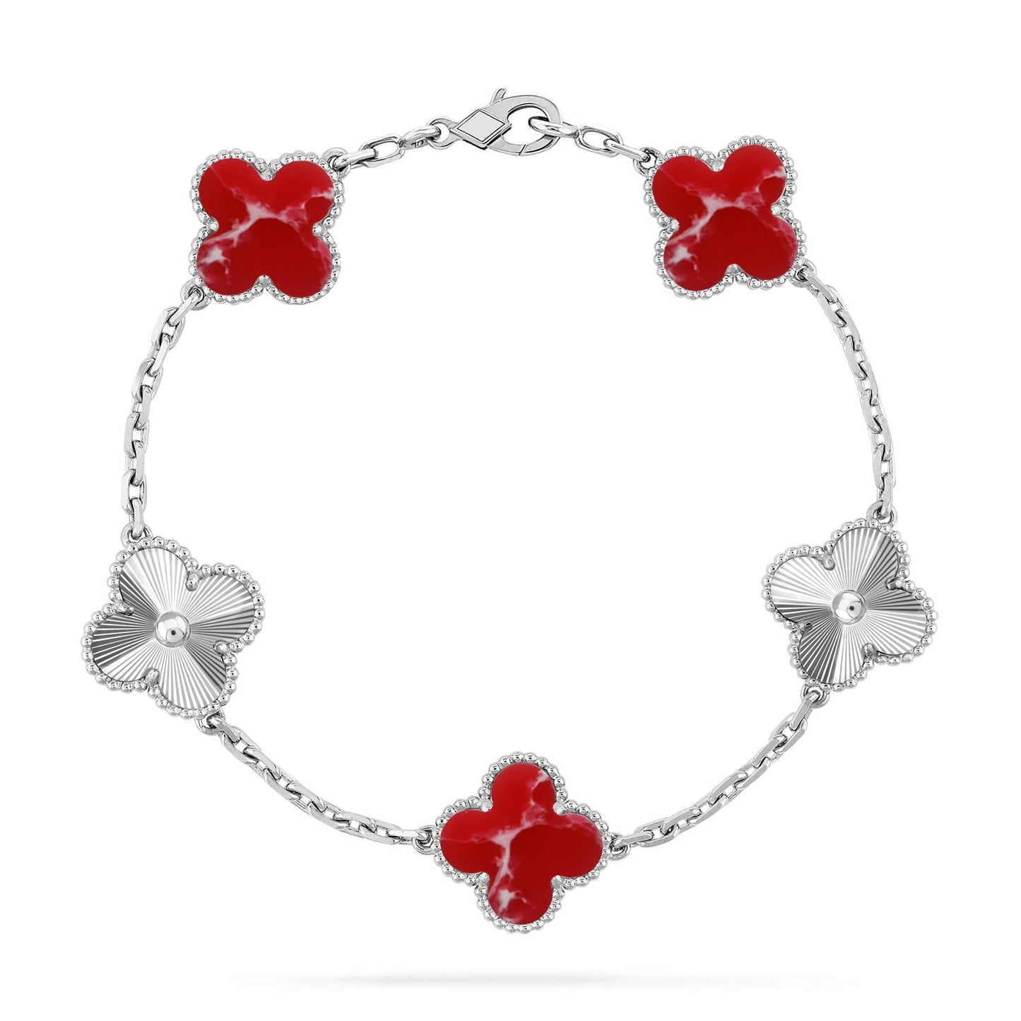 [⭐Aura]CLOVER 5 MOTIF RED PATTERN BRACELET COLLECTION