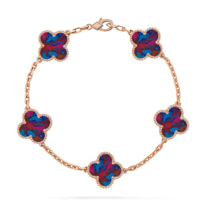 [⭐Aura]CLOVER 5 MOTIF COLOR GEMSTONES BRACELET COLLECTION