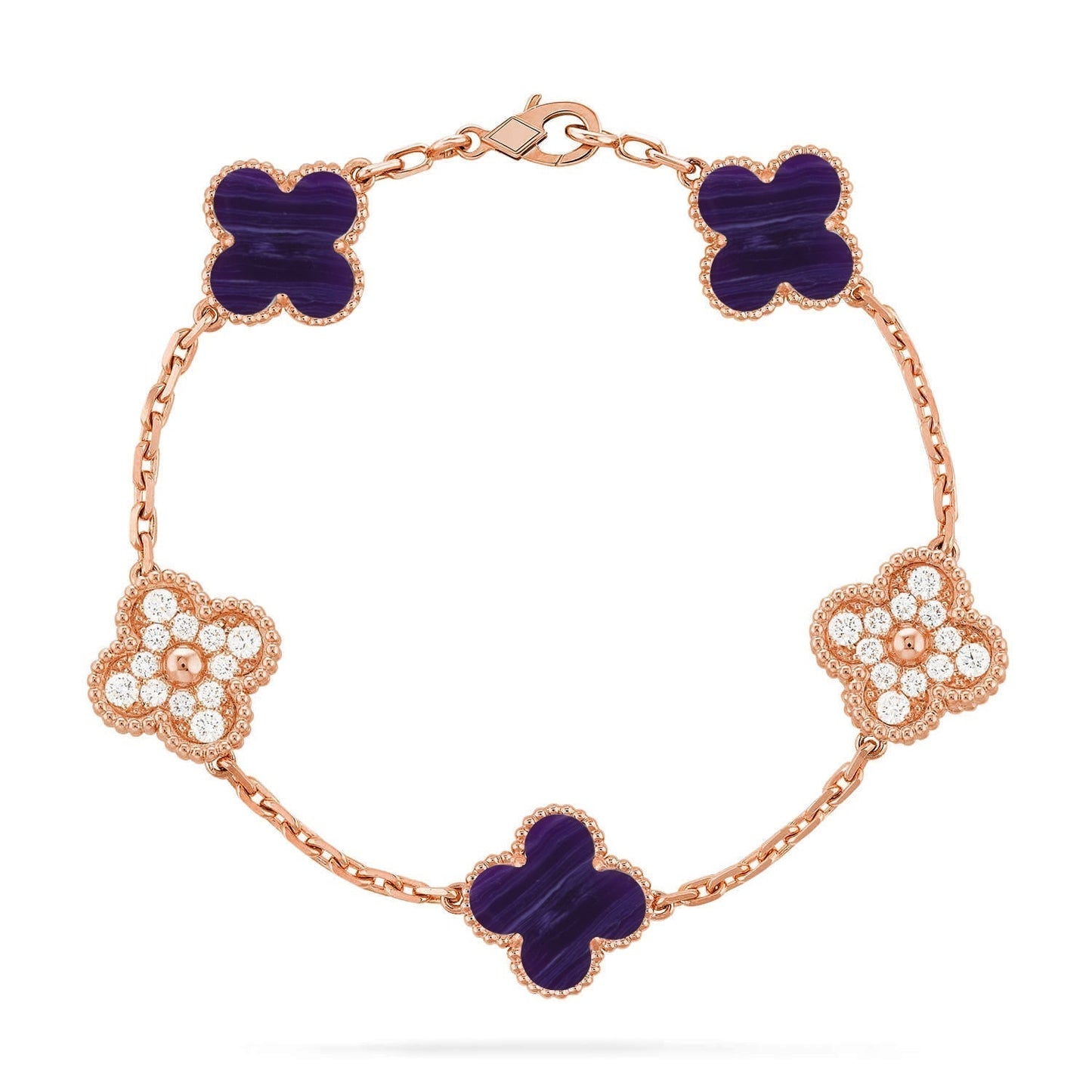 [⭐Aura]CLOVER 5 MOTIF PURPLE STRIPES BRACELET COLLECTION