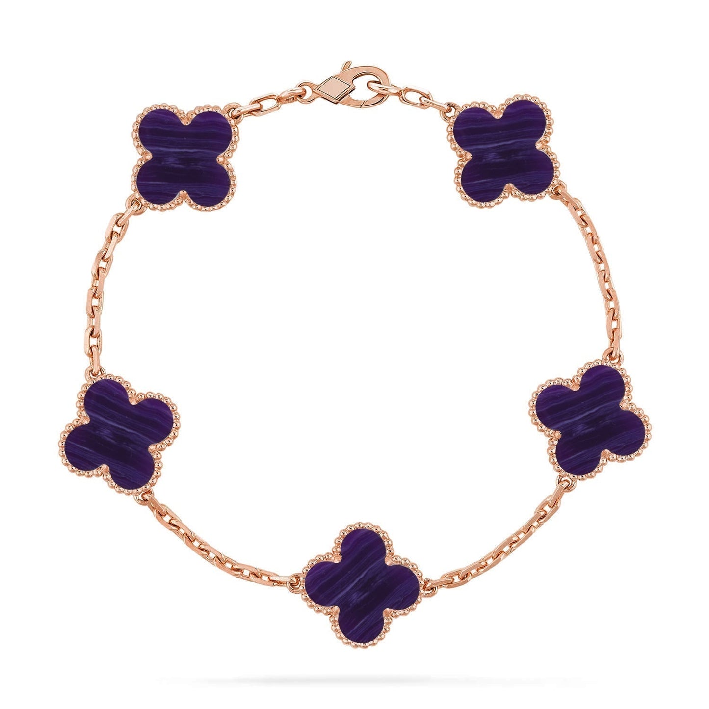 [⭐Aura]CLOVER 5 MOTIF PURPLE STRIPES BRACELET COLLECTION