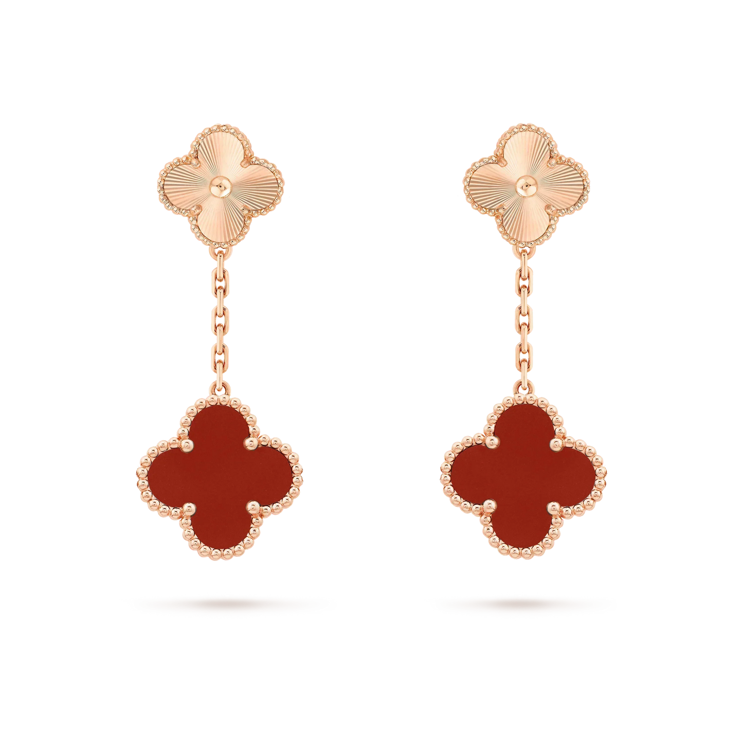 [⭐Aura]CLOVER 2 MOTIF  LASER CARNELIAN EARRINGS