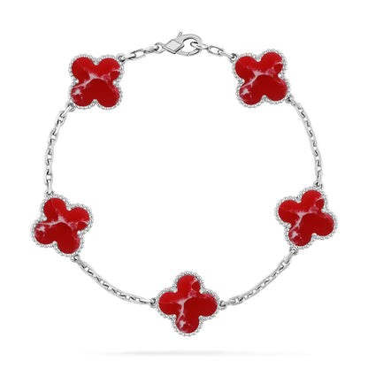 [⭐Aura]CLOVER 5 MOTIF RED PATTERN BRACELET COLLECTION