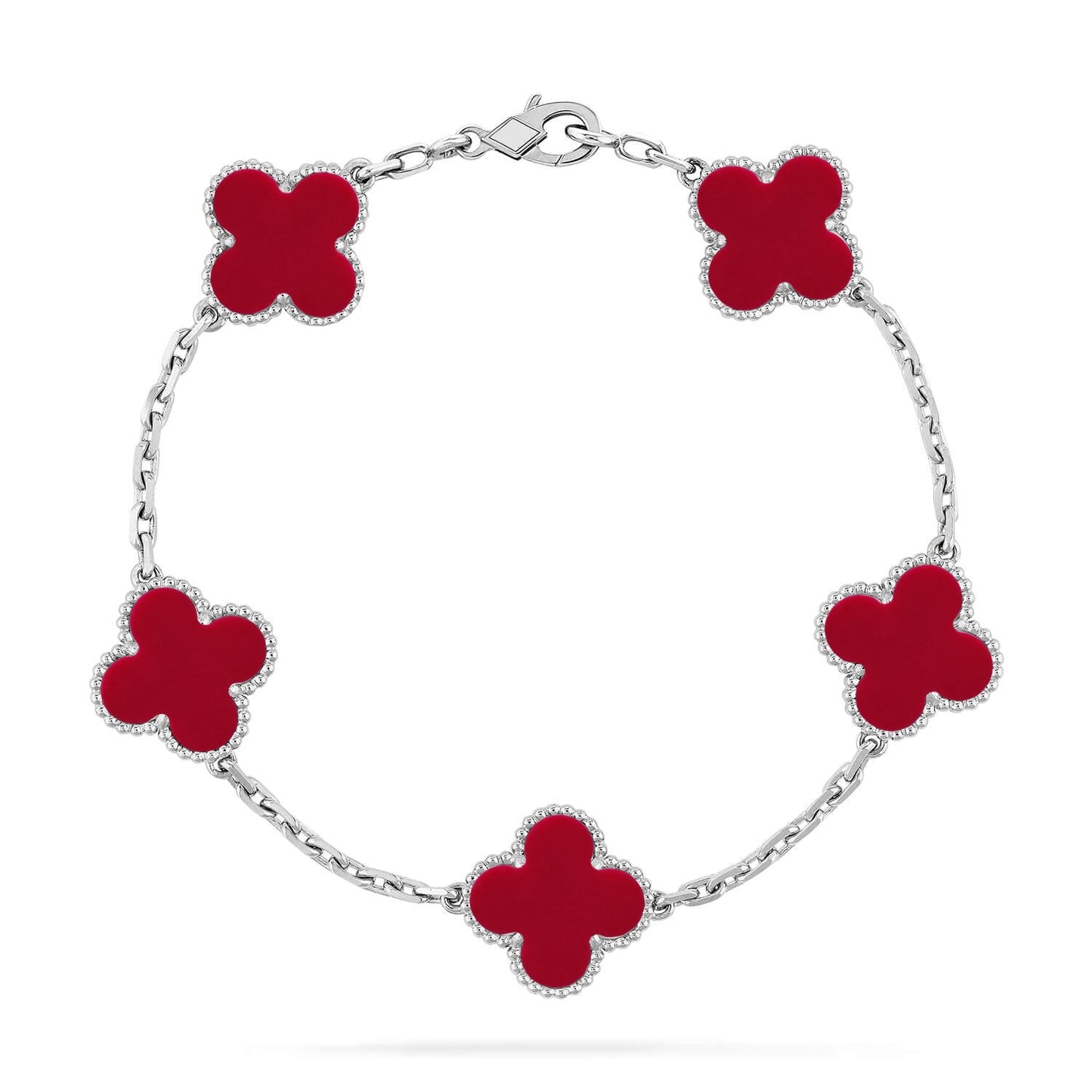 [⭐Aura] CLOVER 5 MOTIF RED CORNELIAN BRACELET COLLECTION