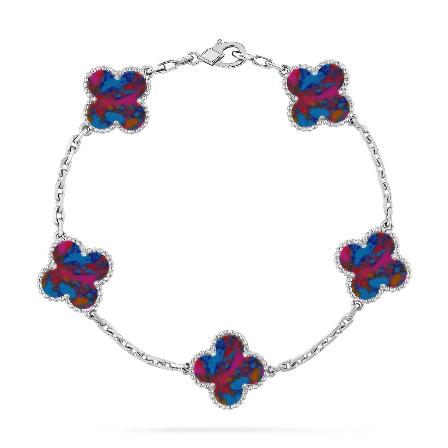 [⭐Aura]CLOVER 5 MOTIF COLOR GEMSTONES BRACELET COLLECTION