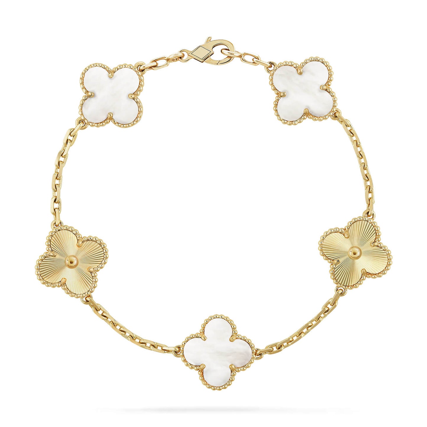[⭐Aura]CLOVER WHITE PEARL MOP 5 MOTIF BRACELET COLLECTION