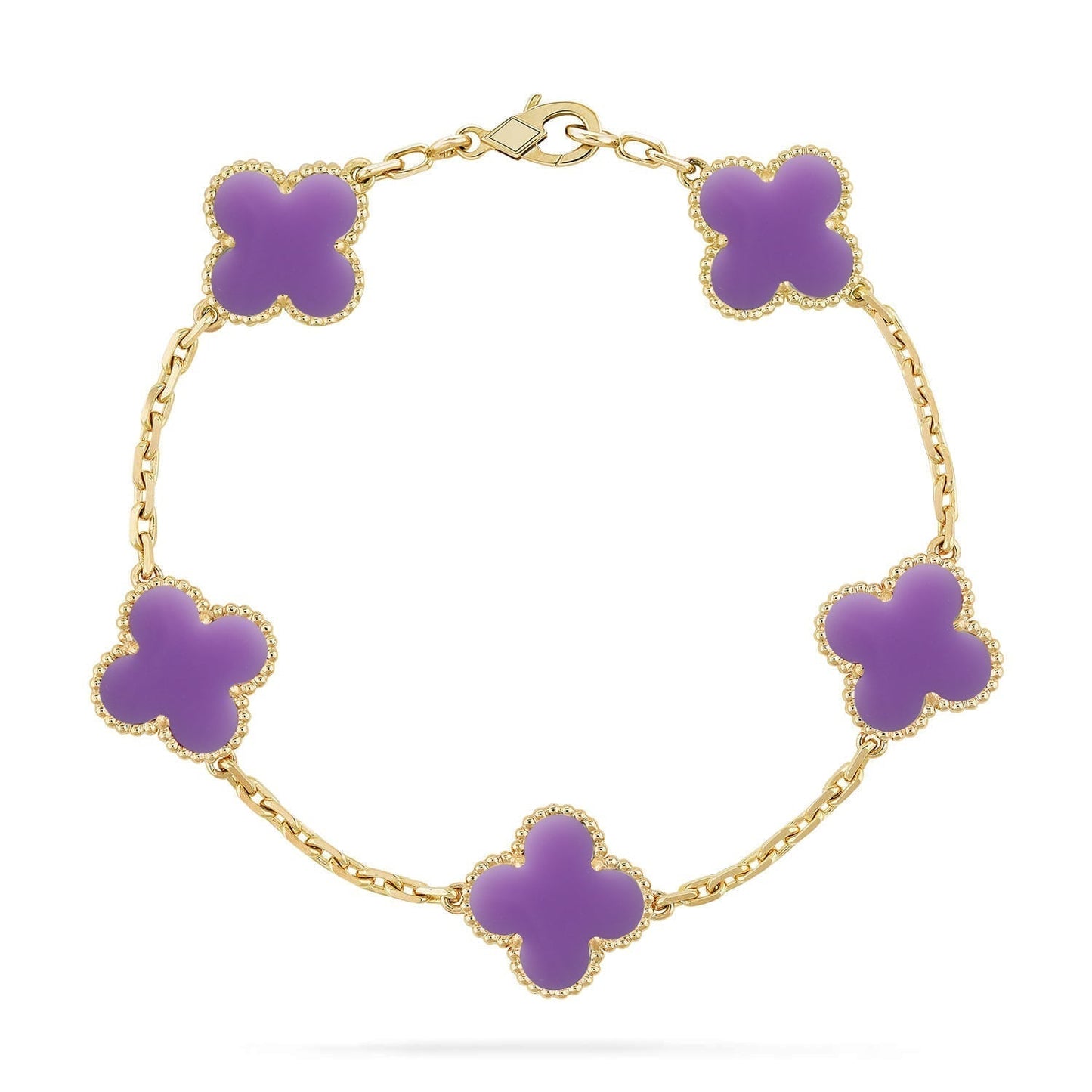 [⭐Aura]CLOVER 5 MOTIF LIGHT PURPLE BRACELET COLLECTION