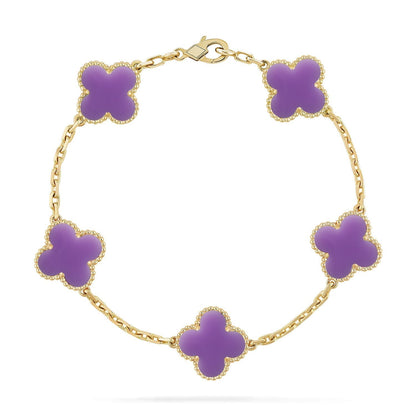 [⭐Aura]CLOVER 5 MOTIF LIGHT PURPLE BRACELET COLLECTION