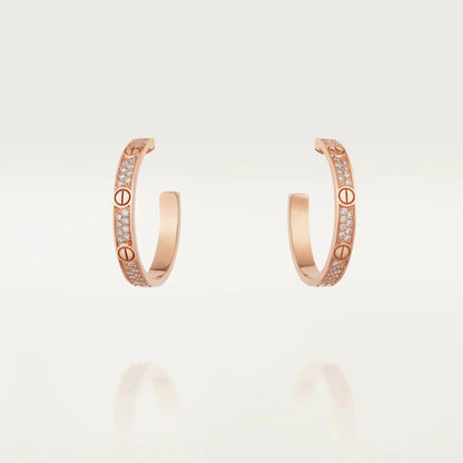 [⭐Aura]LOVE DIAMOND PINK GOLD HOOP EARRINGS