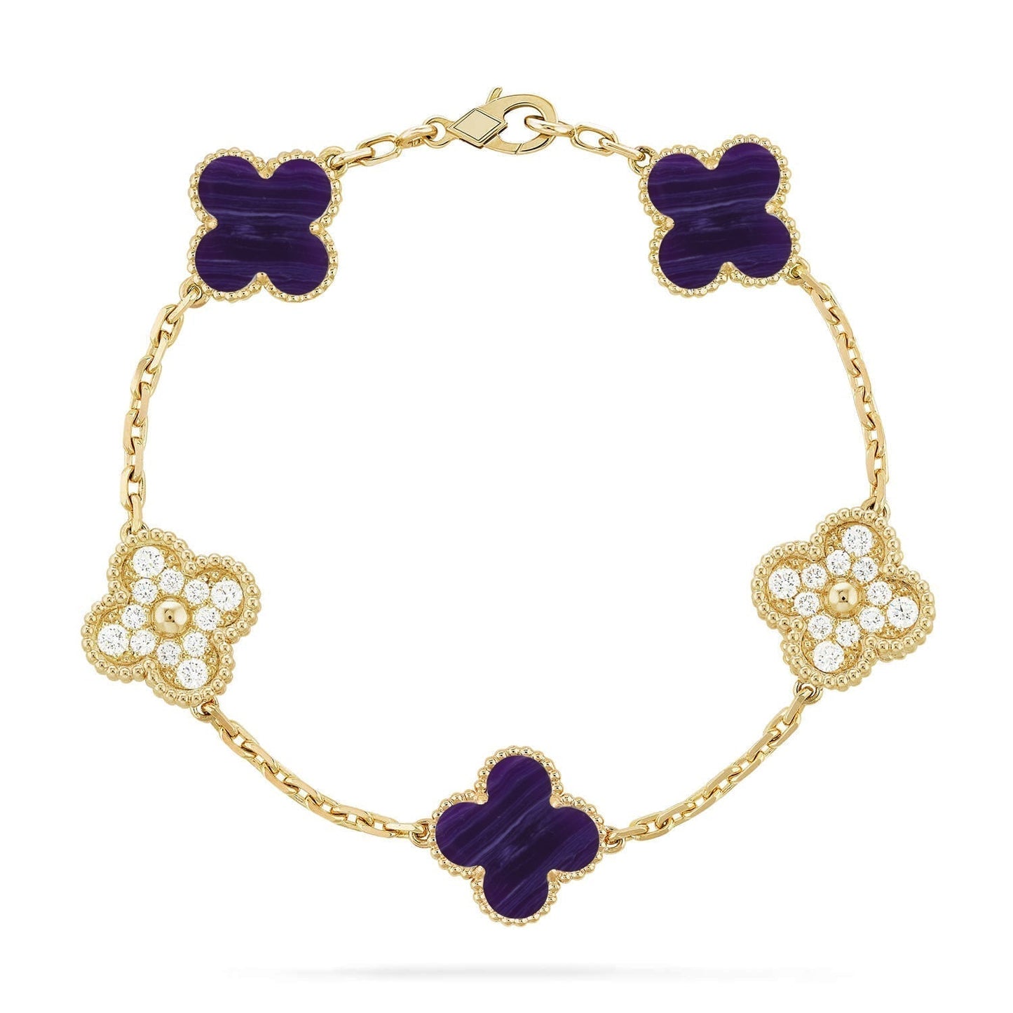 [⭐Aura]CLOVER 5 MOTIF PURPLE STRIPES BRACELET COLLECTION