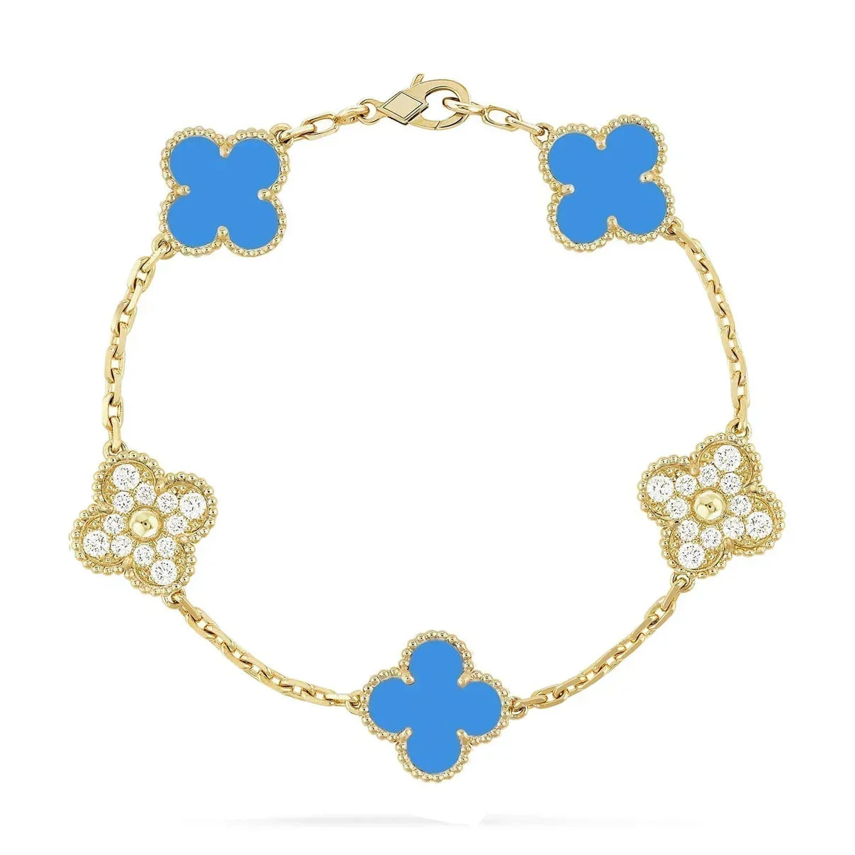 [⭐Aura] CLOVER 5 MOTIF BLUE AGATE BRACELET COLLECTION