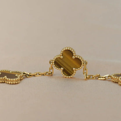[⭐Aura] CLOVER 5 MOTIFS TIGER EYE BRACELET COLLECTION