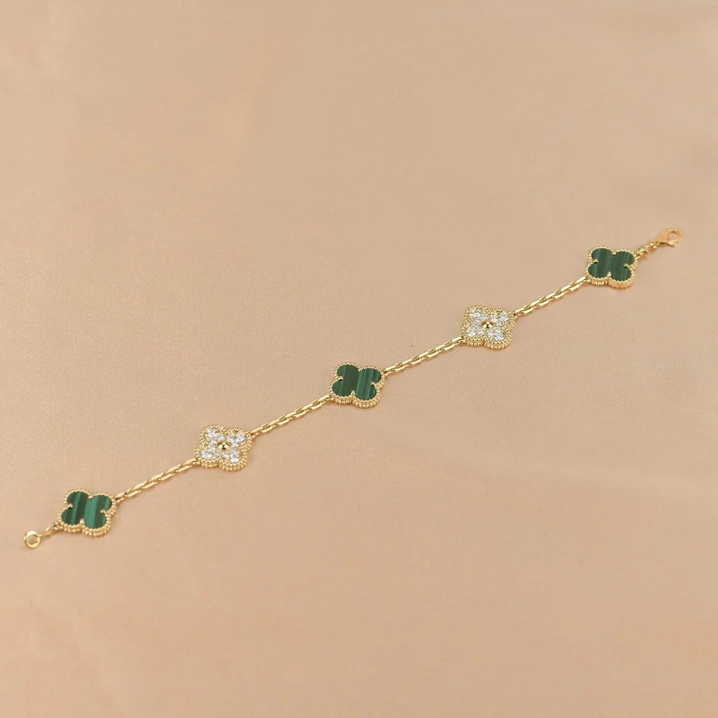 [⭐Aura] CLOVER 5 MOTIF MALACHITE BRACELET COLLECTION