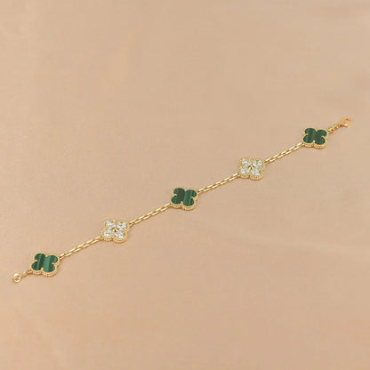 [⭐Aura] CLOVER 5 MOTIF MALACHITE BRACELET COLLECTION