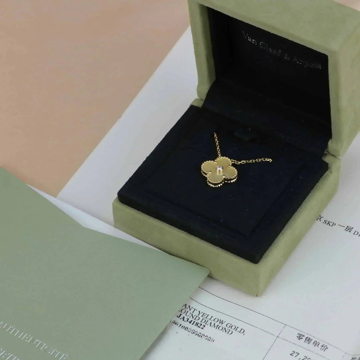 [⭐Aura]CLOVER 15MM DIAMOND GOLD MOTHER OF PEARL NECKLACE