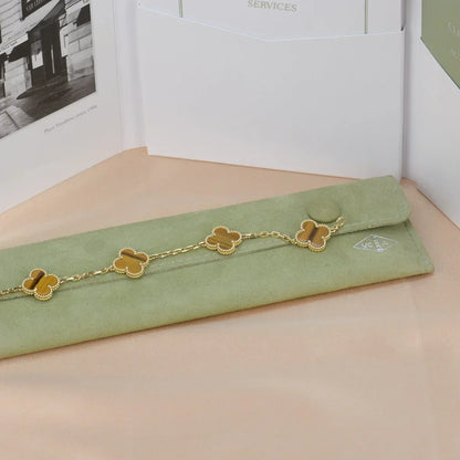 [⭐Aura] CLOVER 5 MOTIFS TIGER EYE BRACELET COLLECTION