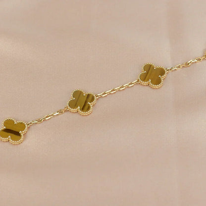 [⭐Aura] CLOVER 5 MOTIFS TIGER EYE BRACELET COLLECTION