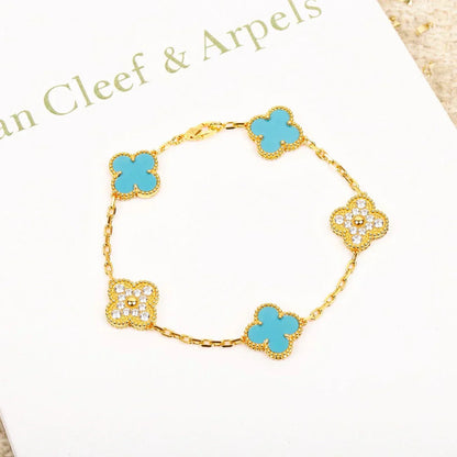 [⭐Aura] CLOVER 5 MOTIF TURQUOISE BRACELET COLLECTION