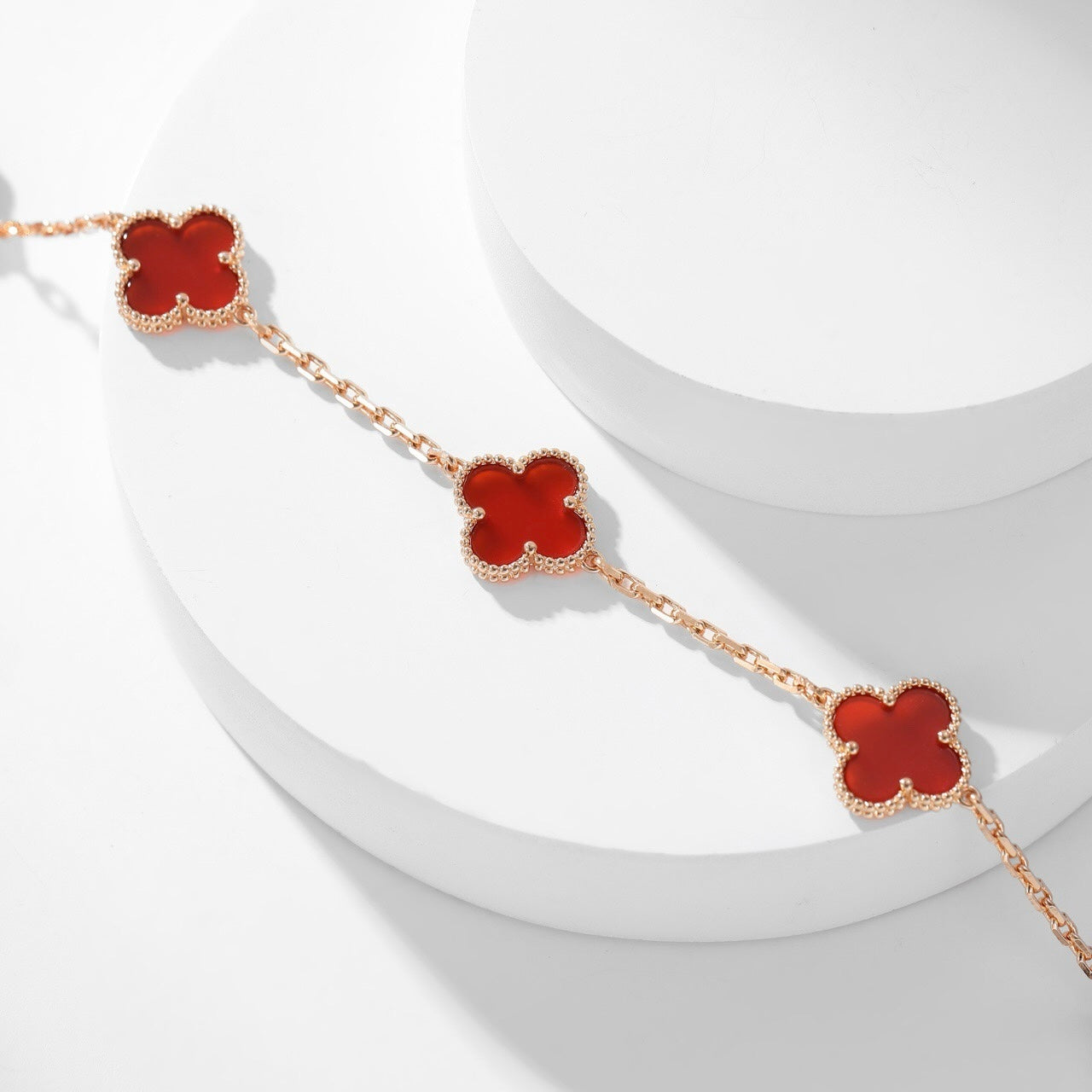 [⭐Aura]CLOVER 10 MOTIFS CARNELIAN NECKLACE