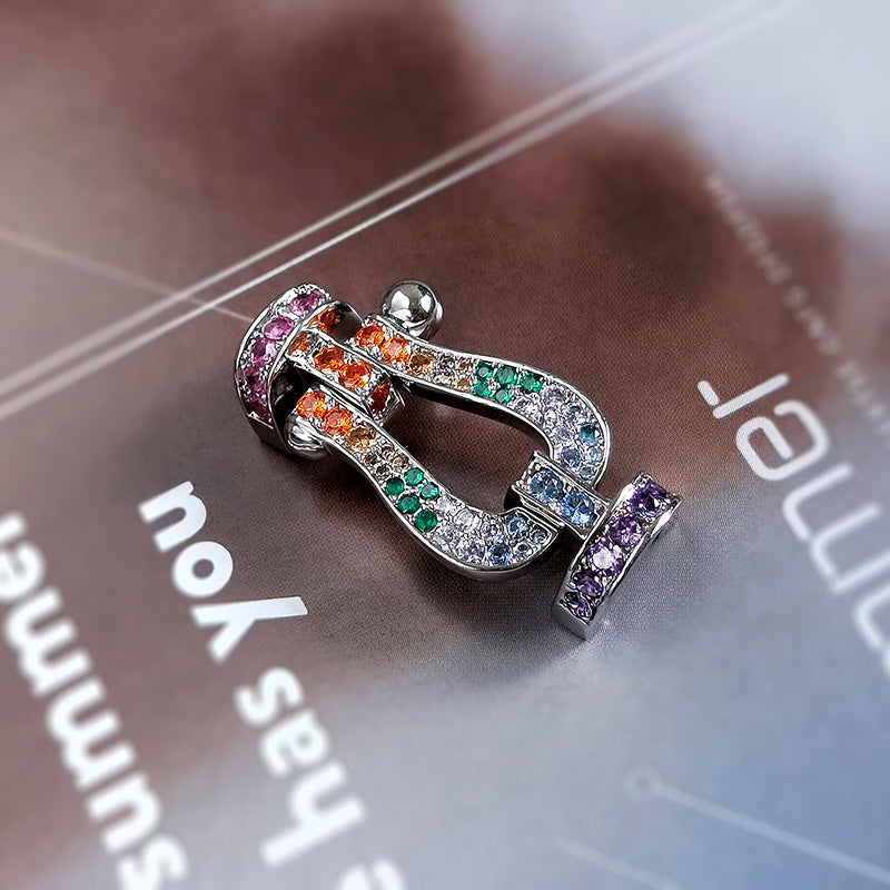 [⭐Aura]FORCE LARGE HORSESHOE  COLORED DIAMOND BRACELET ROSE GOLD