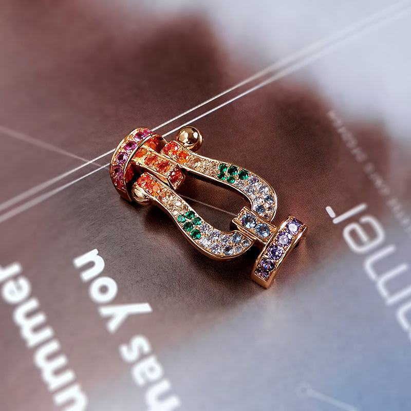 [⭐Aura]FORC LARGE HORSESHOE  COLORED DIAMOND BRACELET SILVER