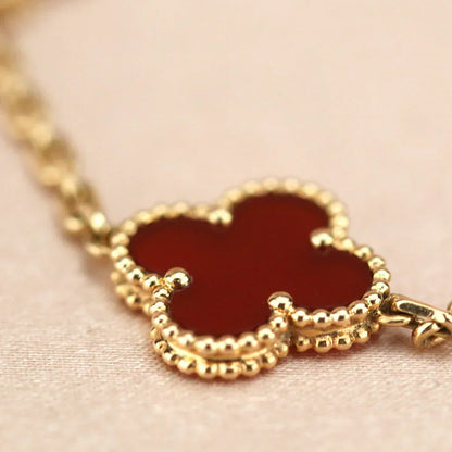 [⭐Aura] CLOVER 5 MOTIF RED CORNELIAN BRACELET COLLECTION