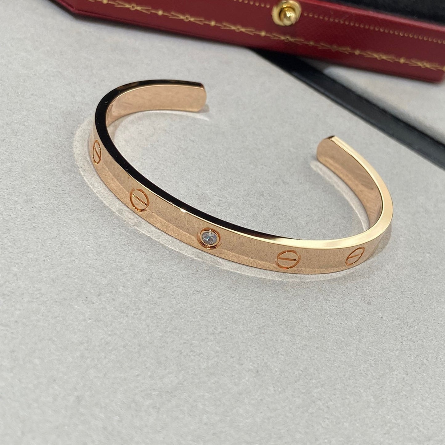 [⭐Aura]LOVE BRACELET 6.1MM 1 DIAMOND OPEN CUFF