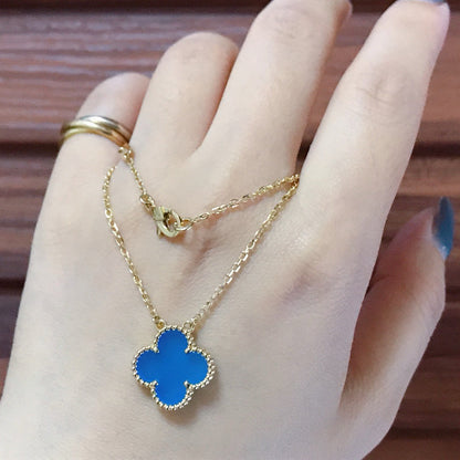 [⭐Aura]CLOVER 15MM BLUE AGATE NECKLACE