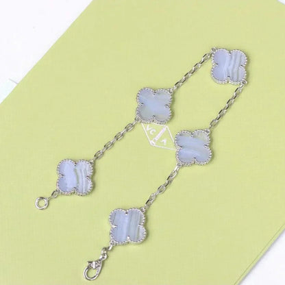 [⭐Aura] CLOVER 5 MOTIF PURPLE CHALCEDONY BRACELET COLLECTION