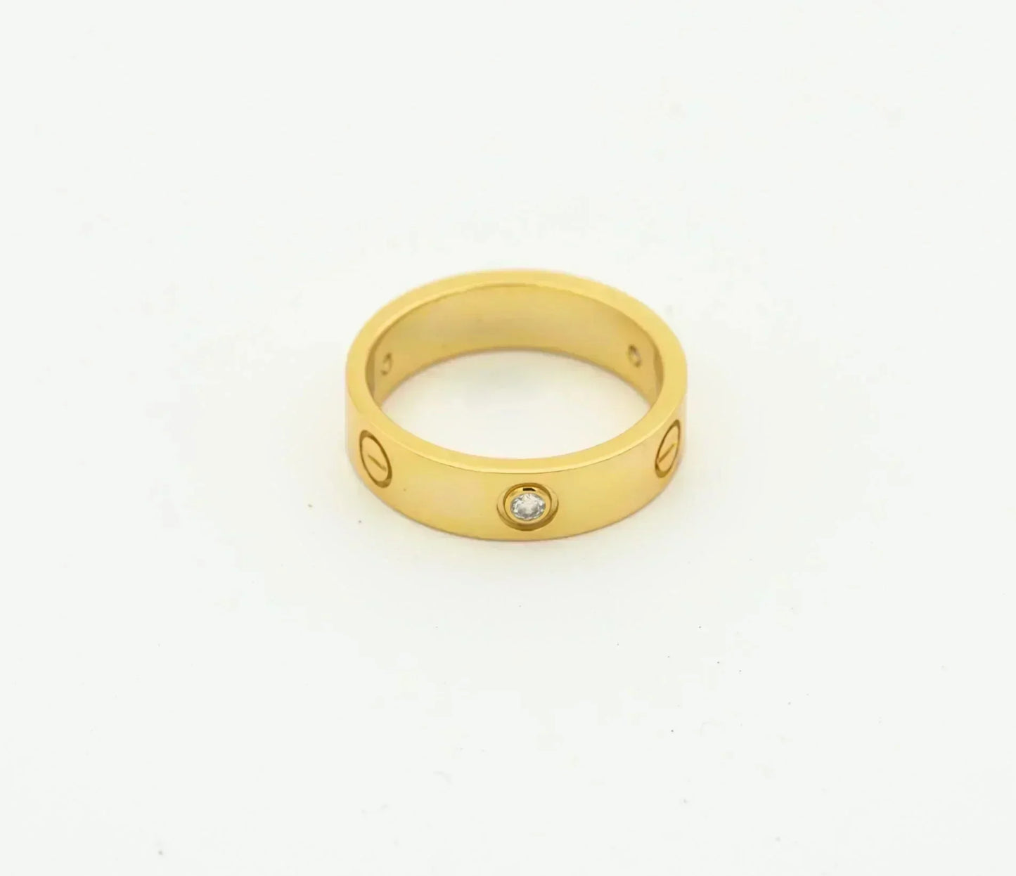 [⭐Aura]LOVE RING 4MM 1 DIAMOND GOLD