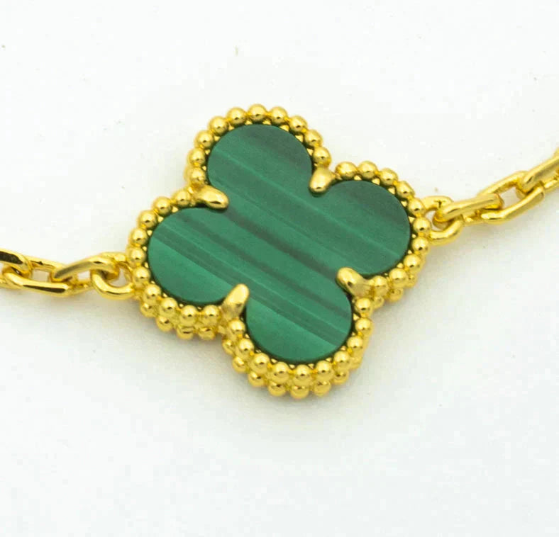 [⭐Aura] CLOVER 5 MOTIF MALACHITE BRACELET COLLECTION