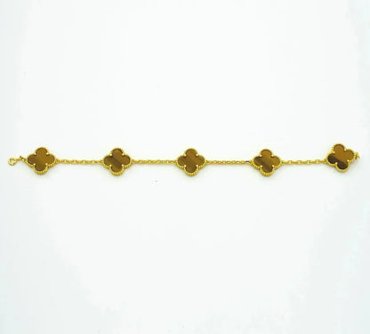 [⭐Aura] CLOVER 5 MOTIFS TIGER EYE BRACELET COLLECTION