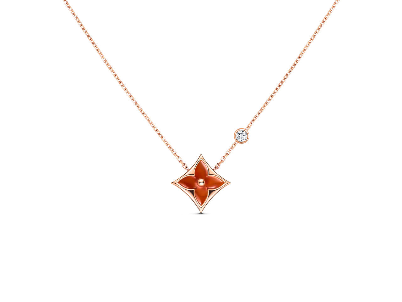 [⭐Aura]STAR NECKLACE PINK GOLD 1 DIAMOND