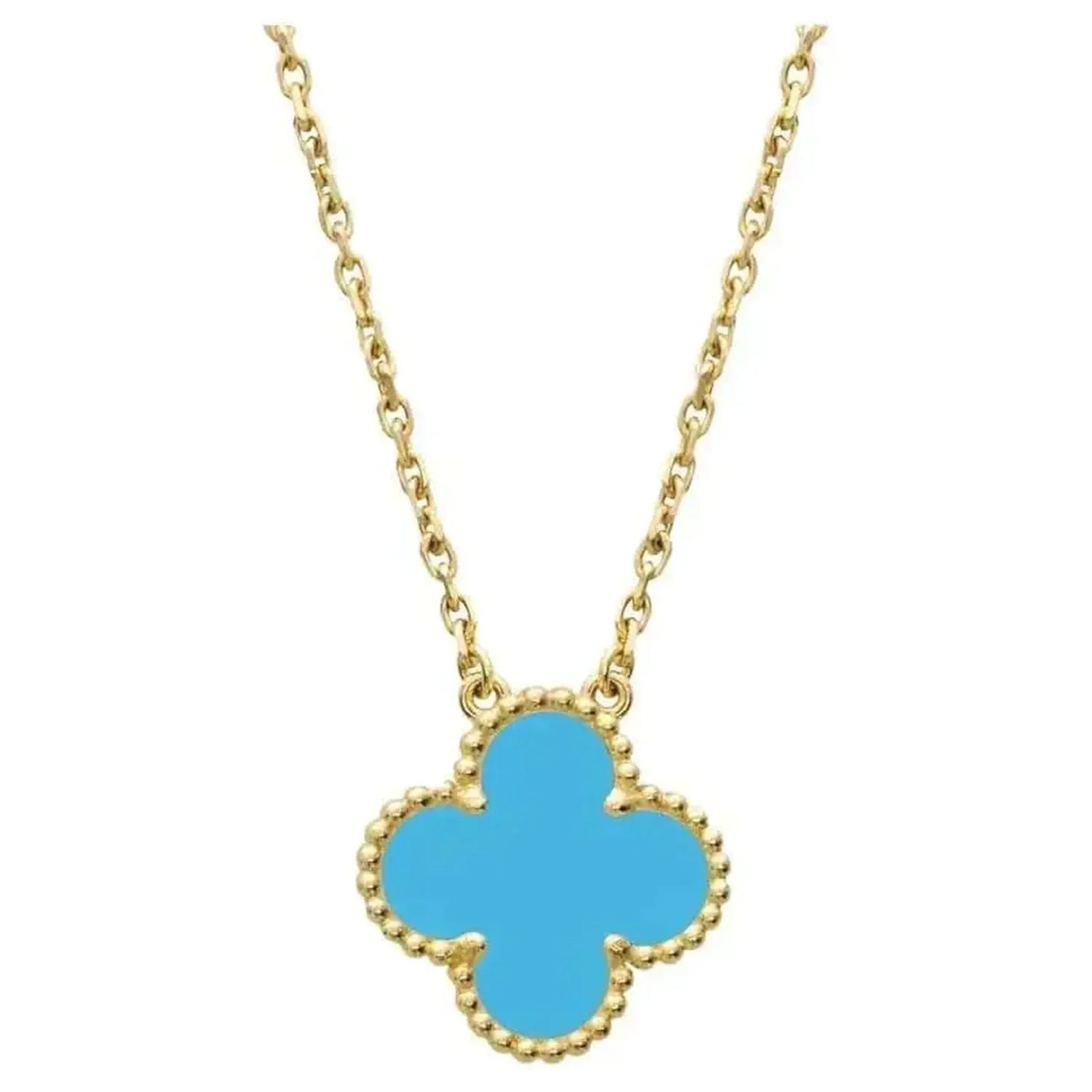 [⭐Aura]CLOVER 15MM VINTAGE TURQUOISE NECKLACE