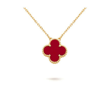 [⭐Aura]CLOVER 15MM CARNELIAN SINGLE FLOWER NECKLACE