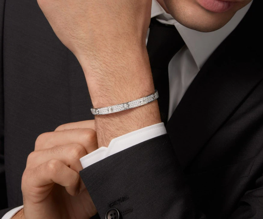 [⭐Aura]NEW-LOVE-6.1MM-Width Diamond-Studded Bracelet