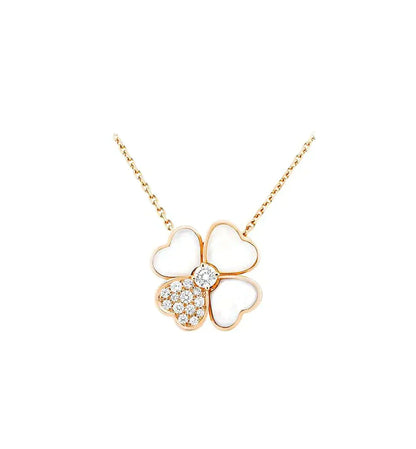 [⭐Aura]CLOVER MOP DIAMOND ROSE GOLD NECKLACE