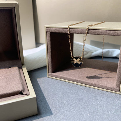[⭐Aura]JEUX DE PINK GOLD DIAMOND NECKLACE