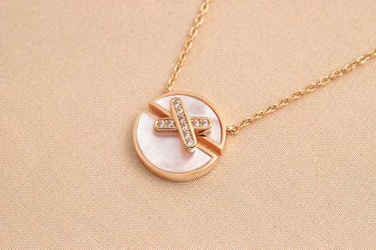 [⭐Aura]JEUX DE ROSE GOLD DIAMOND NECKLACE
