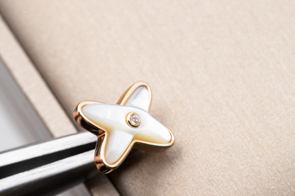 [⭐Aura]JEUX DE WHITE MOP PINK GOLD DIAMOND EARRINGS
