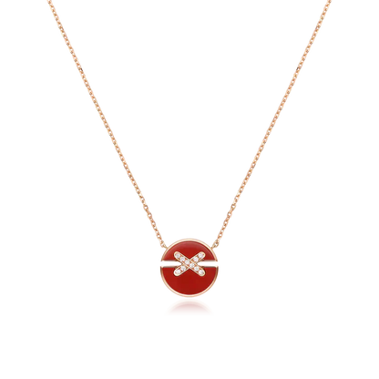 [⭐Aura]JEUX DE ROSE GOLD DIAMOND NECKLACE