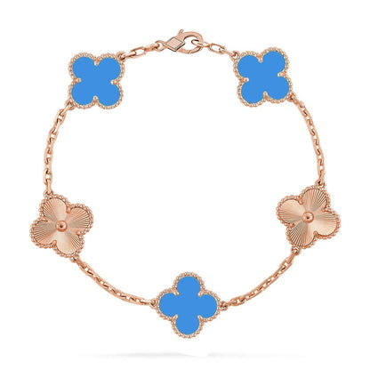 [⭐Aura] CLOVER 5 MOTIF BLUE AGATE BRACELET COLLECTION