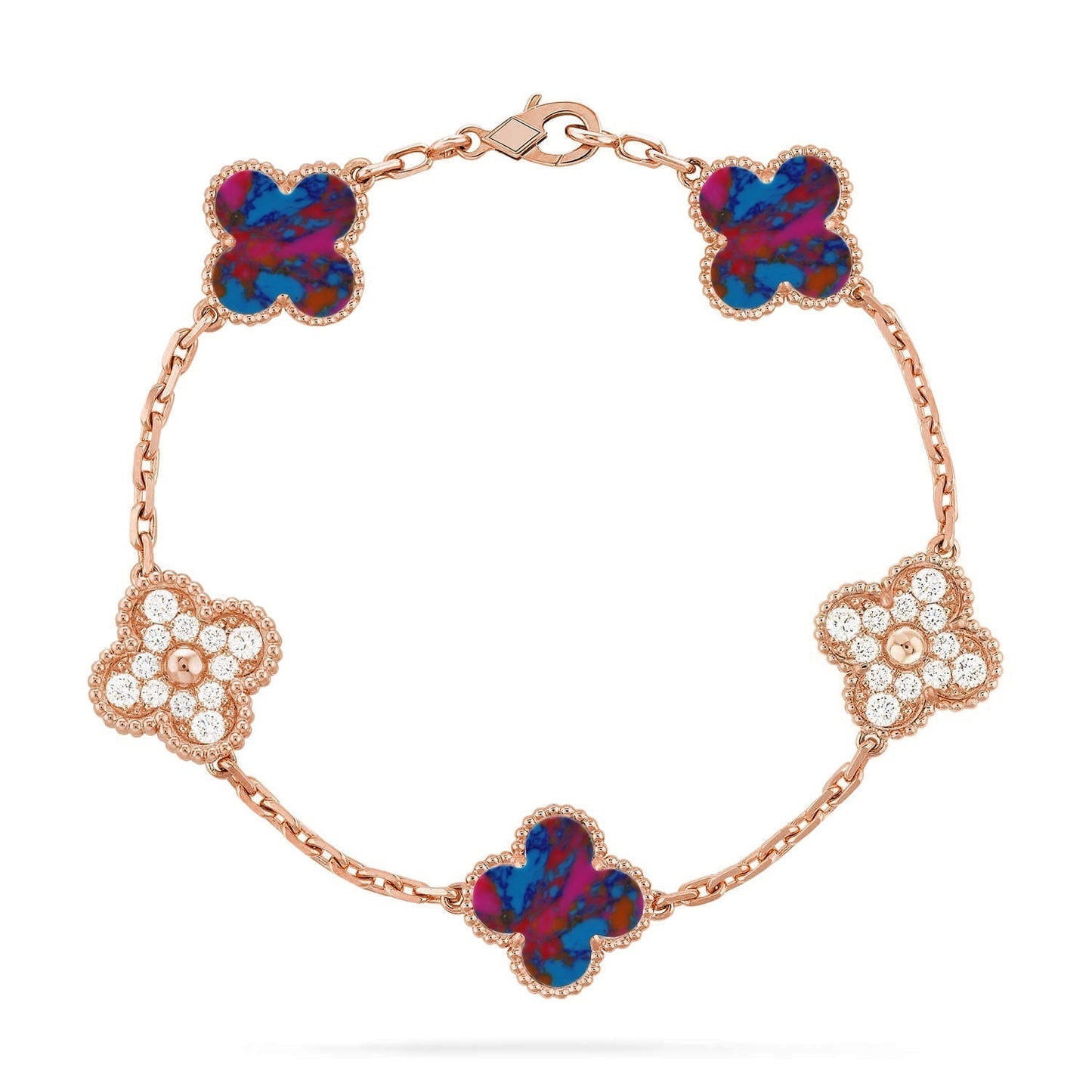 [⭐Aura]CLOVER 5 MOTIF COLOR GEMSTONES BRACELET COLLECTION