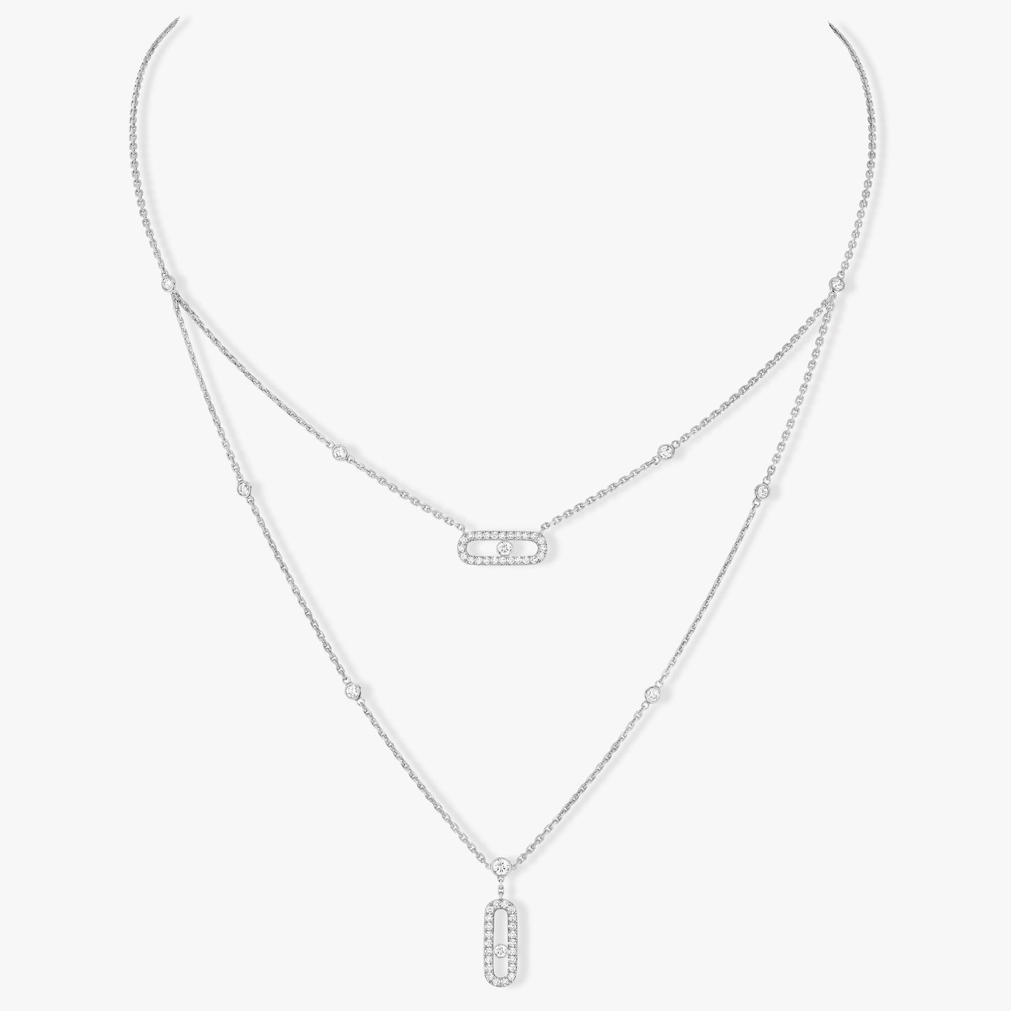 [⭐Aura]MOVE 2 ROW DIAMOND NECKLACE