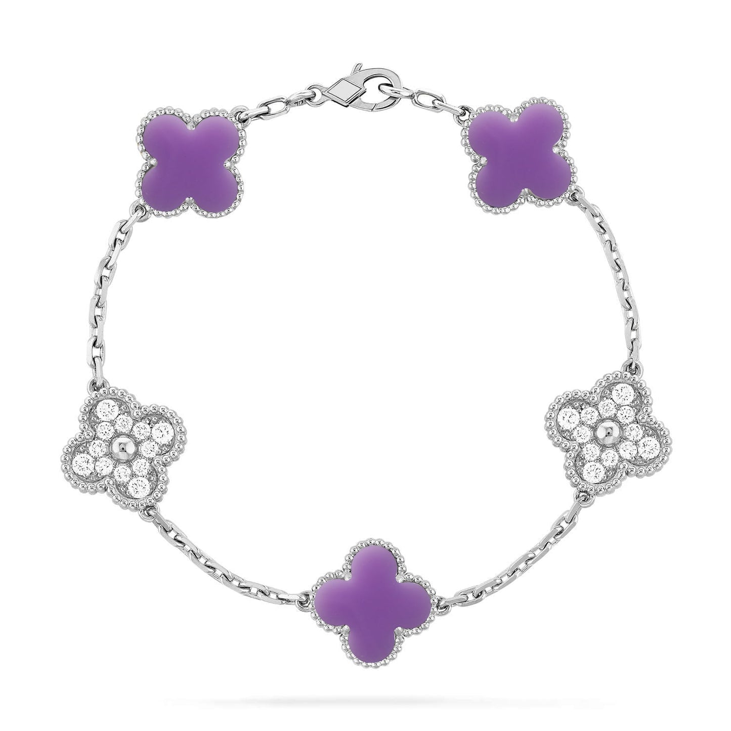 [⭐Aura]CLOVER 5 MOTIF LIGHT PURPLE BRACELET COLLECTION