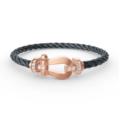 [⭐Aura]FORCE LARGE HORSESHOE HALF DIAMOND BRACELET ROSE GOLD