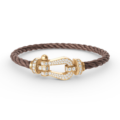 [⭐Aura]FORCE LARGE HORSESHOE FULL DIAMOND BRACELET GOLD