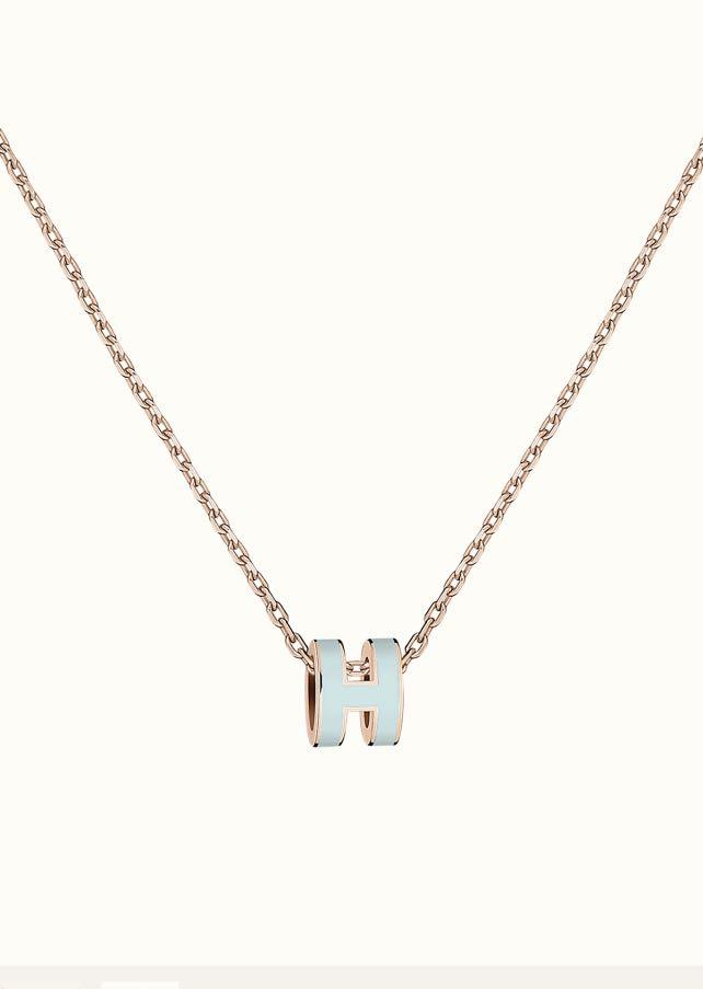 [⭐Aura]POP H LIGHT BLUE NECKLACE