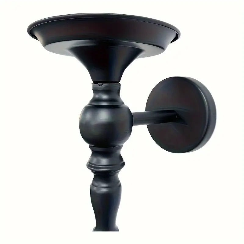 Set of 2 Vintage Black Staff Candle Holders, Metal Wall Mounted Candlesticks for Bedroom, Living Room, Kitchen, Patio Entryway, Perfect for Christmas, Halloween, Easter, Hanukkah Decor